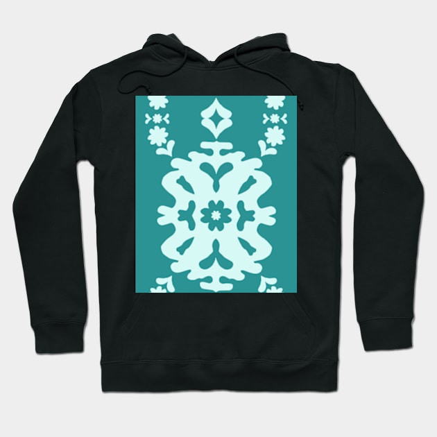 Teal Modern Papercut Damask Lace Medallion Hoodie by FrancesPoff